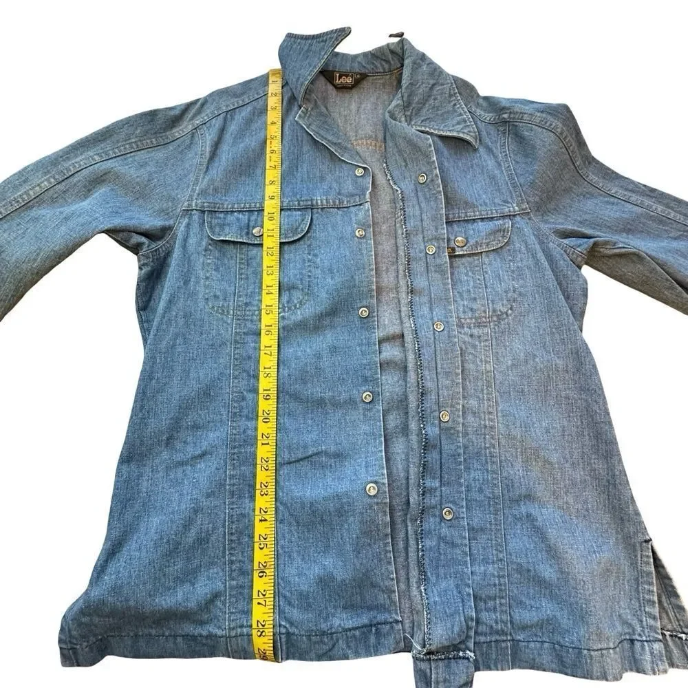 LEE Vintage Snap Front Light Blue Denim Jacket Size Large Regular